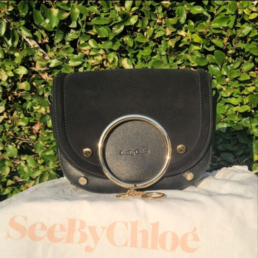 See By Chloe Black Crossbody Bag with Gold Accents